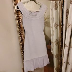 Silver blue midi length bandage dress